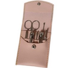 J 高級指甲護理工具7件組 + 收納盒套組, 1套, 銀色(工具), 粉紅色(收納盒)