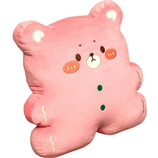 nature times 餅乾熊馬卡龍餅乾娃娃抱枕 (不含毯子), 粉紅色