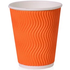 卡樂杯 三層隔熱波浪紋紙杯 橘色 360ml 250入, 1入, 1個