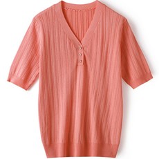 데이소이 여성용 브이넥 아이스 반팔 니트 티셔츠