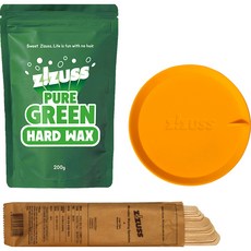 ZiZUSS 潔淨綠色美體硬蠟豆 200g+優質專用矽膠蓋碗+木質抹刀 15支組, 200g, 1個