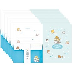 From&To 甜蜜好友 信紙 1款設計 信紙 4張 + 信封 2個 + 封條組合 FL113-1, 10套, 混合色