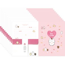 From&To 甜蜜好友信紙組 1款設計 信紙4p + 信封2p + 封條套組 FL113-3, 10套, 混合顏色