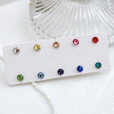 Girlpins 繽紛多色施華洛世奇鑲鑽耳環 pc323 10個入 5mm
