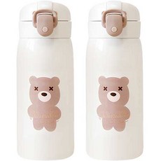 PUKO Cuma小熊全身印花彈蓋型保溫杯 350ml 2入組, 混色