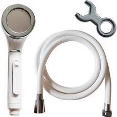 DOOJIN 浴室增壓蓮蓬頭 + 2m防纏繞管狀淋浴軟管套組 白色, 1個