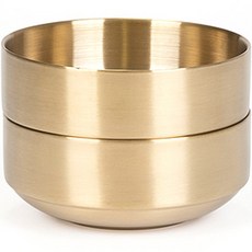 Kitchen-Art 錦上添花 不鏽鋼雙層鈦金湯碗 14cm, 2個, 金色