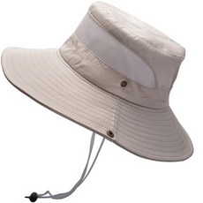 남성용 등산 낚시 캠핑 버킷햇, 아이보리