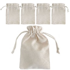 素色亞麻束口袋 5入