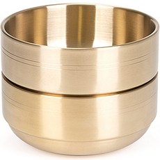 Kitchen-Art 錦上添花不鏽鋼鍍鈦雙層湯碗 12143 M 17cm, 2個, 黃金