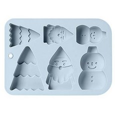 e-home baking 矽膠模具 聖誕樹 聖誕老人 雪人 6孔, 隨機出貨, 1個