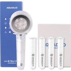 AQUADUO On Off LED 3色溫感過濾蓮蓬頭+替換濾芯 4入組, 1組