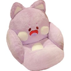 貓咪造型柔軟坐靠墊, 全紫色