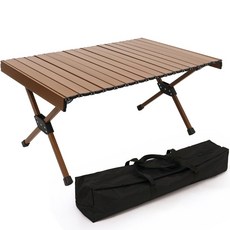 캠프빌리지 알루미늄 우디 롤테이블 2세대 + 보관가방 세트, 오크