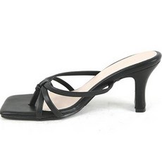 bellepe BELLEFÉE 女款 Celloz 方頭扭結繞帶夾腳穆勒跟鞋 8cm, 黑色, 225