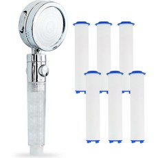 Newris 三段調節開關鈕濾芯蓮蓬頭+濾芯 6入組, 1組