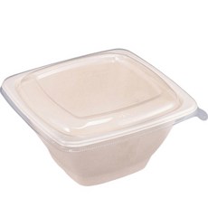 Draw Life 方形牛皮紙漿碗 1200ml + PET蓋子組合, 75套