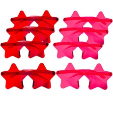 PARTYSHOW 透明星星眼鏡 紅色4入 + 桃紅色4入組合, 1套, 混色