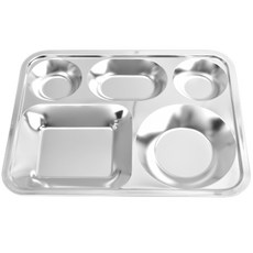 Willive 304不鏽鋼橢圓3格餐盤, 銀色