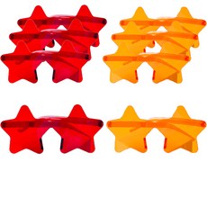 Party Show Clear Stars星星眼鏡紅4p+橙4p套組, 1套, 混合顏色