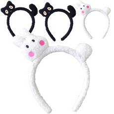 PARTYSHOW 兔子玩偶髮箍 2入 + 貓咪玩偶髮箍 2入 組合, 1套, 混色