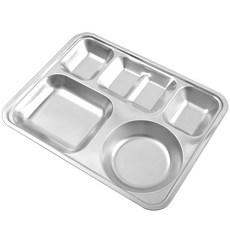 Willive 304不鏽鋼方形4格餐盤, 銀色