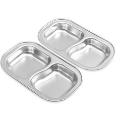 Willive 304不鏽鋼 2格 波浪餐盤 2入, 銀色, 2個