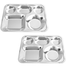 Willive 304不鏽鋼橢圓3菜餐盤 2入, 銀