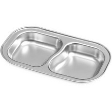 Willive 304不鏽鋼 2格 波浪餐盤, 銀色, 1個