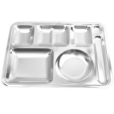 Willive 304不鏽鋼 湯匙筷子5格餐盤, 銀色