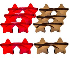 PARTYSHOW 透明星星眼鏡 紅色4入 + 棕色4入 組, 1套, 混合色