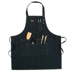 cofv 持久耐用生活防水丹寧圍裙, 黑色, 1個