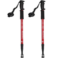 Saenghwal Home & 杜拉鋁合金一字型登山杖 2入, 紅色