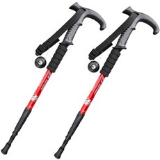 生活居家 硬鋁T字型登山杖 2入, 紅色, 2個