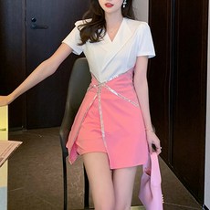 비비에모 섹시 펄리본 자켓형 상의 + 반바지 세트 03036