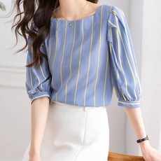 페이퍼먼츠 스트라이프 보트넥 블라우스 04635