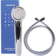 AQUADUO 鍍鉻蓮蓬頭 SF-300A+PVC淋浴軟管 銀色 2m, 1組