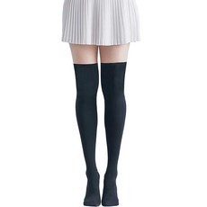 Donati 女性用雙色高爾夫刷毛過膝襪 防滑款, 黑色, 1個