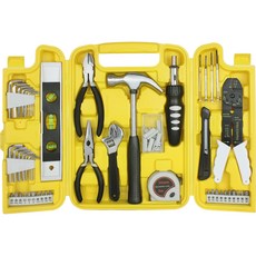 New Sun 家用手工具50件組, 1套, 剝線鉗 + 美工刀 + 鎚子 + 捲尺 + 水平儀 + 螺絲起子頭 20p + 六角扳手 20p + 精密螺絲起子 4p + 尖嘴鉗 + 斜口鉗 + 活動扳手 + 螺絲起子握柄 + 迷你五金箱 + 收納盒
