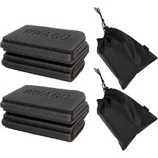 Juwon 超輕量可折疊便攜式多用途坐墊 2入 + 收納袋 2入 套組, 黑色(坐墊)