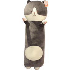 Silver's抱著睡可愛貓咪身體枕頭含枕芯, 黑色