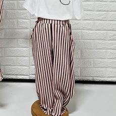 Yukids 條紋親子直筒褲 A款