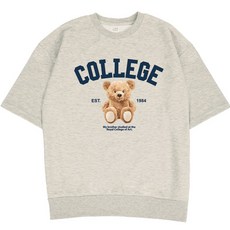 에어플레인 남녀공용 COLLEGE 오버핏 반팔 맨투맨