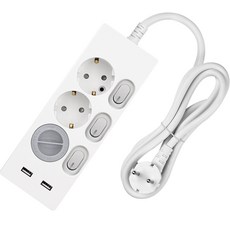 SWEET HOME 韓國製 USB 2埠獨立開關3孔延長線 + 安全保護蓋組, 1套, 1.5m