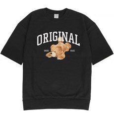 에어플레인 남녀공용 오리지널 베어 오버핏 반팔 맨투맨