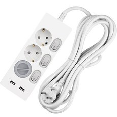 SWEET HOME 韓國製 USB 2埠獨立開關3孔延長線 + 安全保護蓋1入組, 1套, 5m