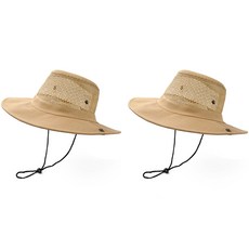 Booth Market 透氣網眼釣魚登山帽 2入, 米色