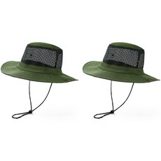 Booth Market 透氣網眼釣魚登山帽 2入, 軍綠色