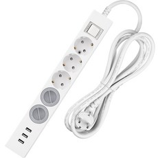 SWEET HOME 韓國製 USB 3孔過載保護5孔延長線 + 安全防護蓋2入組, 1套, 3m