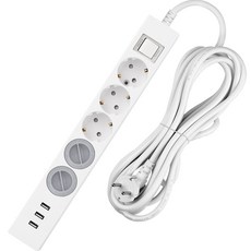 SWEET HOME 韓國製 USB 3孔過載保護5孔延長線 + 安全防護蓋2入組, 1套, 5m